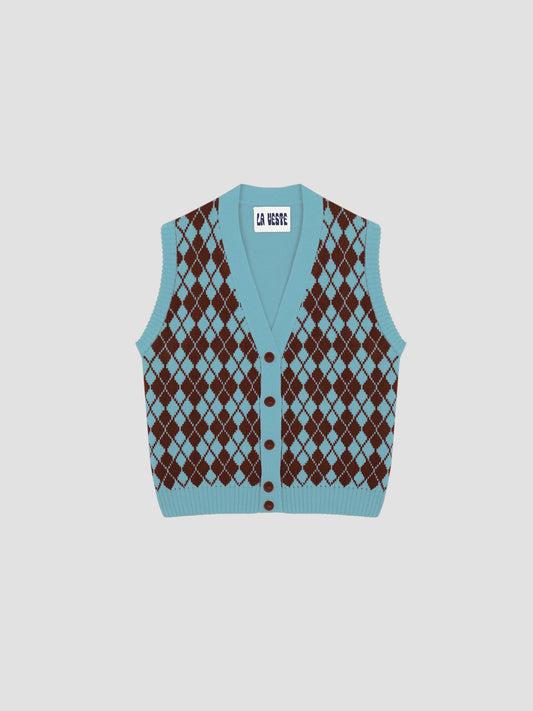 Arlequín Knit Vest Turquoise