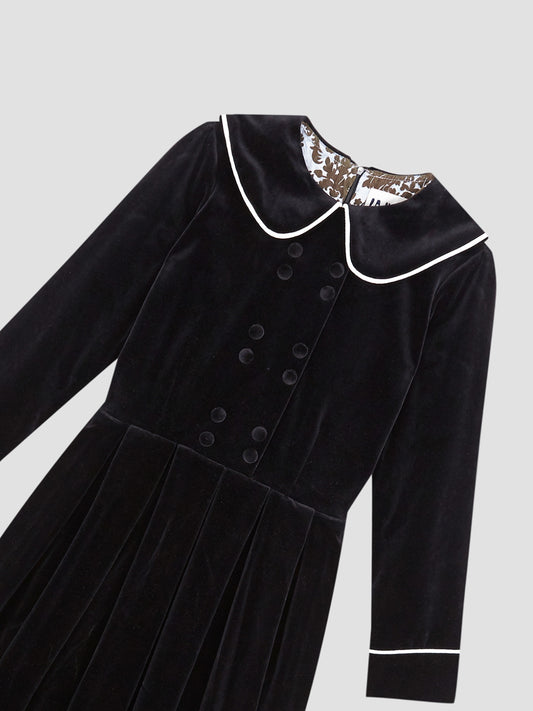 Swan Black Velvet Dress