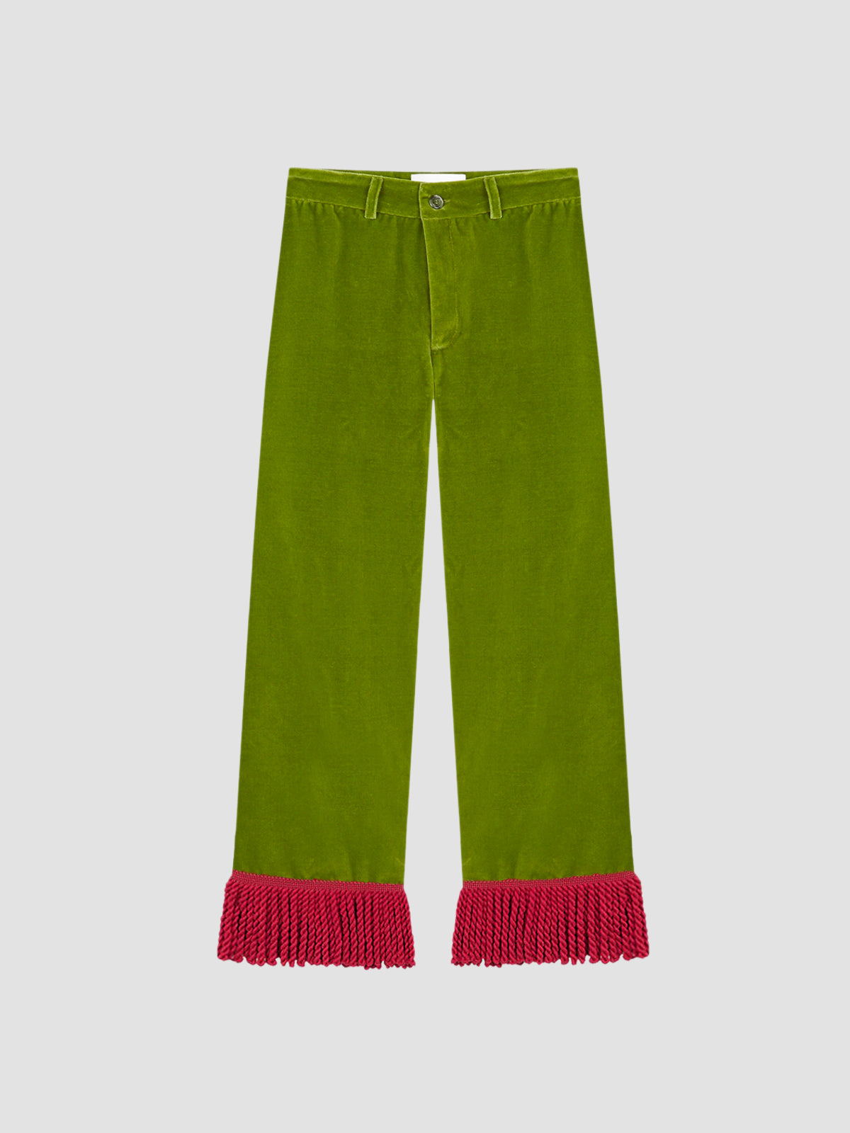 Jason Fringed Velvet Pants Green