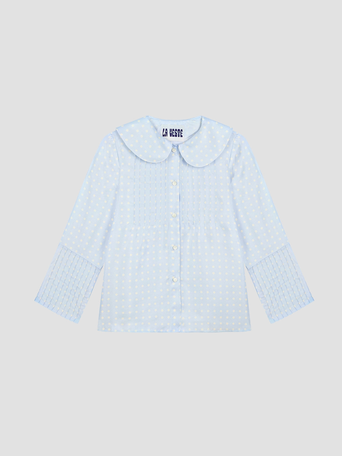 Polka Shirt Silk Celeste