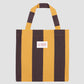 Back To School Tote Bag 01 is a mustard and brown striped tote bag with the La Veste logo at the top center.