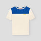White cotton T-shirt with LA VESTE logo and blue top