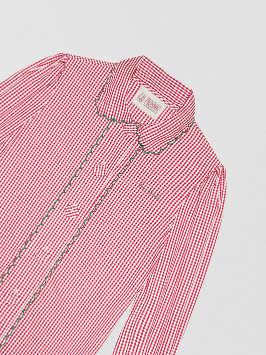 Red and white vichy check shirt made of cotton