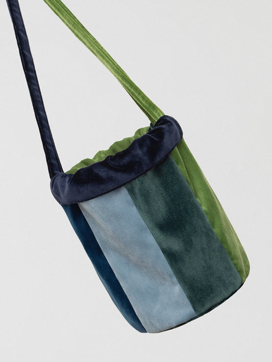 Sky blue, navy blue and green shoulder bag