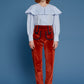 Cauldron pants with navy frontal pockets with buttons