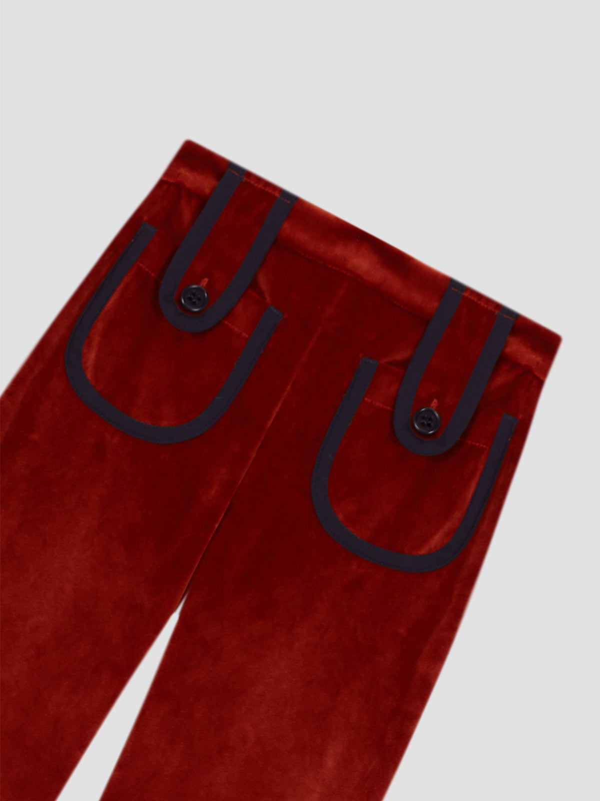 Cauldron pants with navy frontal pockets with buttons