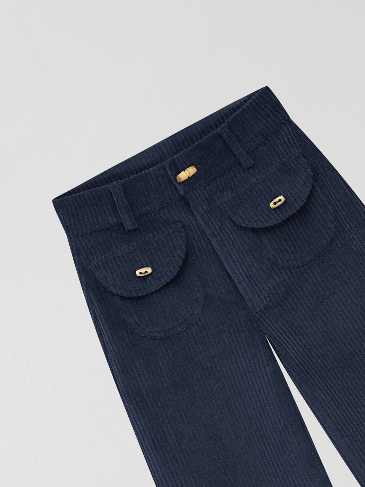 Navy high waisted corduroy trousers. 