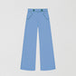 Blue pique trousers with medium rise.