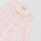 Pink shirt with geometric lace pattern and pleated details