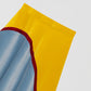 Flared midi skirt made in velvet with asymmetric pattern in light blue and yellow. 