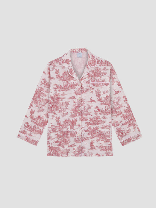 Long sleeve shirt of our Jouy Pajama Red 01.