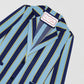 Blue, navy and yellow striped blazer in wool and cotton