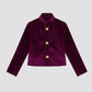 Aubergine velvet jacket with gold buttons