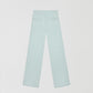 Baby blue high-waisted linen trousers with pockets. 