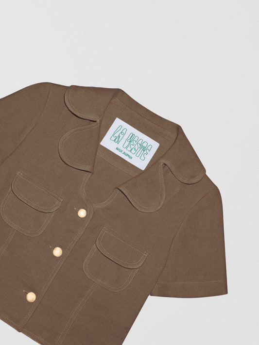 Brown linen shirt with pockets
