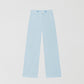 Baby blue low rise corduroy trousers.