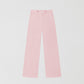 Baby pink low rise corduroy trousers.