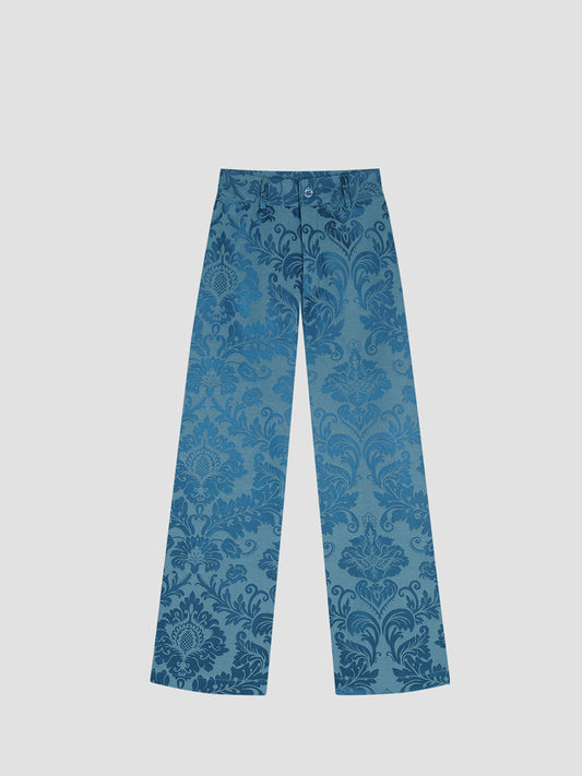 Cotton Blue Pant with a flower print