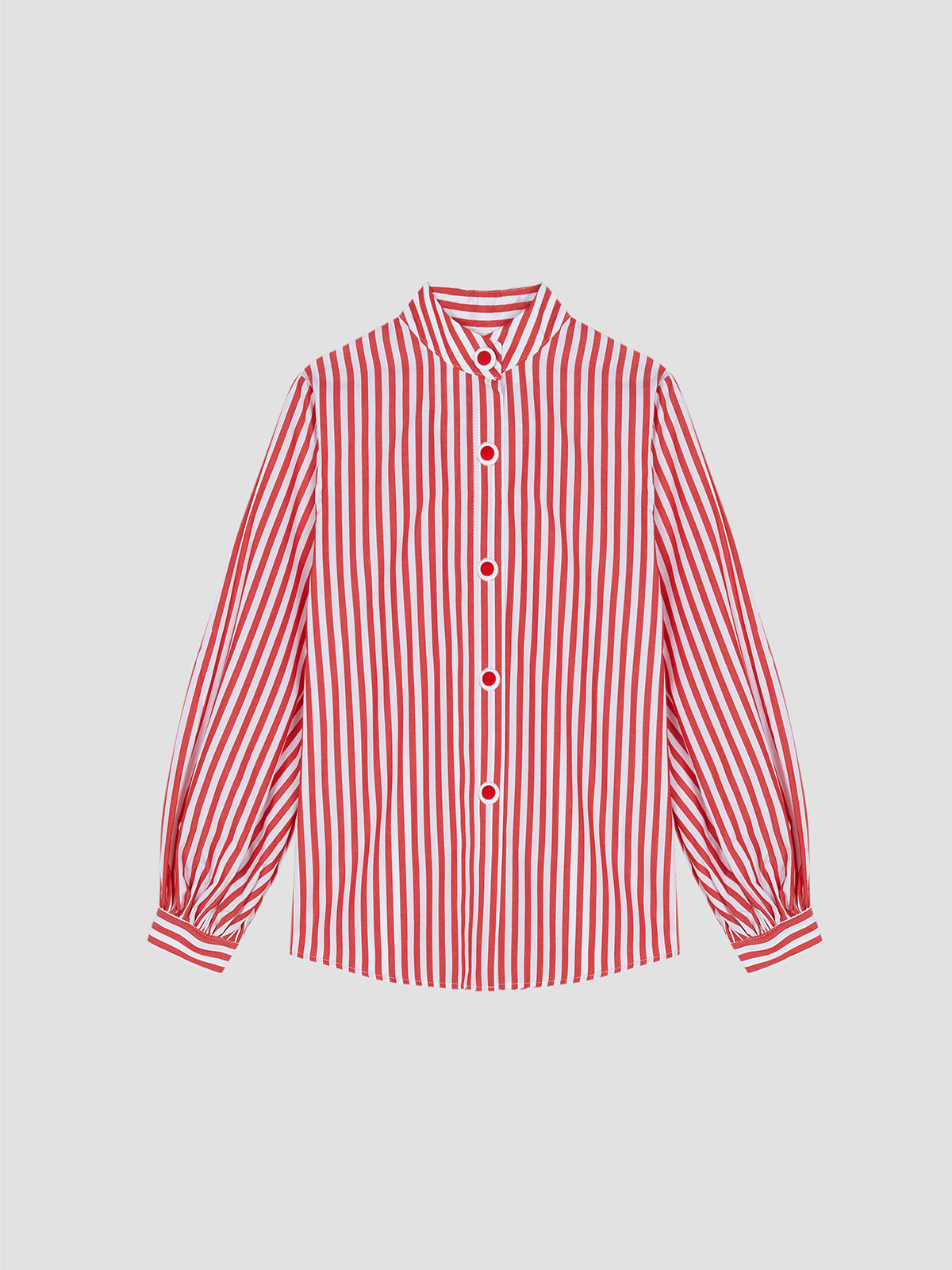 Shirt made in cotton with striped print in white and red