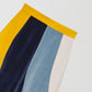 Flared midi skirt in velvet with asymmetric pattern in light blue, yellow, ecru and navy. 