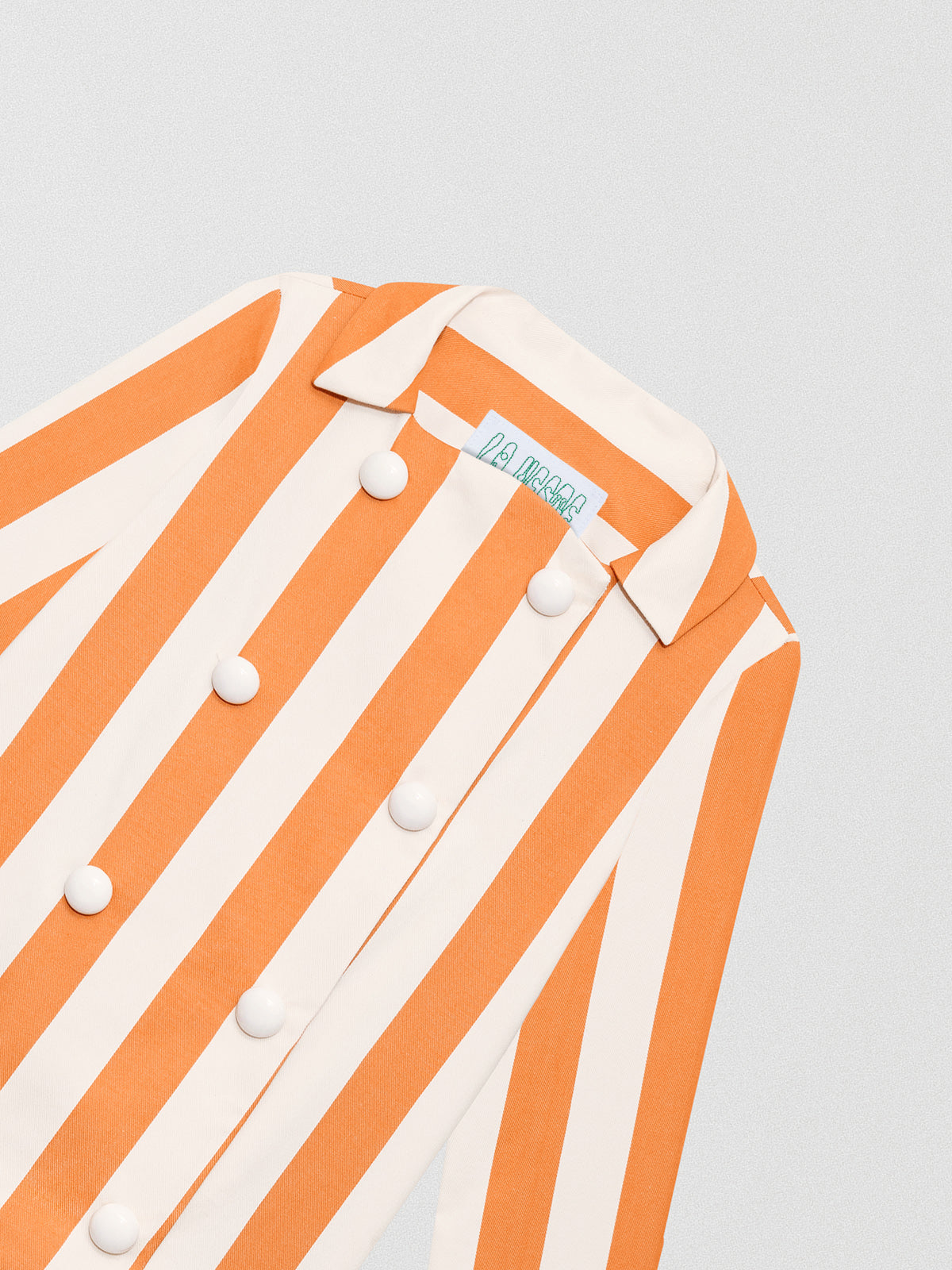 Orange and white striped jacket made of cotton with white XL buttons