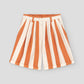 Cotton shorts with orange and ecru striped print. 