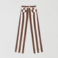 Brown high-waisted trousers printed in cotton with brown and ecru stripes.