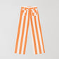 Orange high-waisted trousers printed in cotton with orange and ecru stripes
