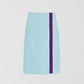 Pareo towel skirt made in blue cotton with purple band.