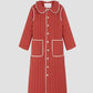 Quilted cotton coat in red with baby collar and white details
