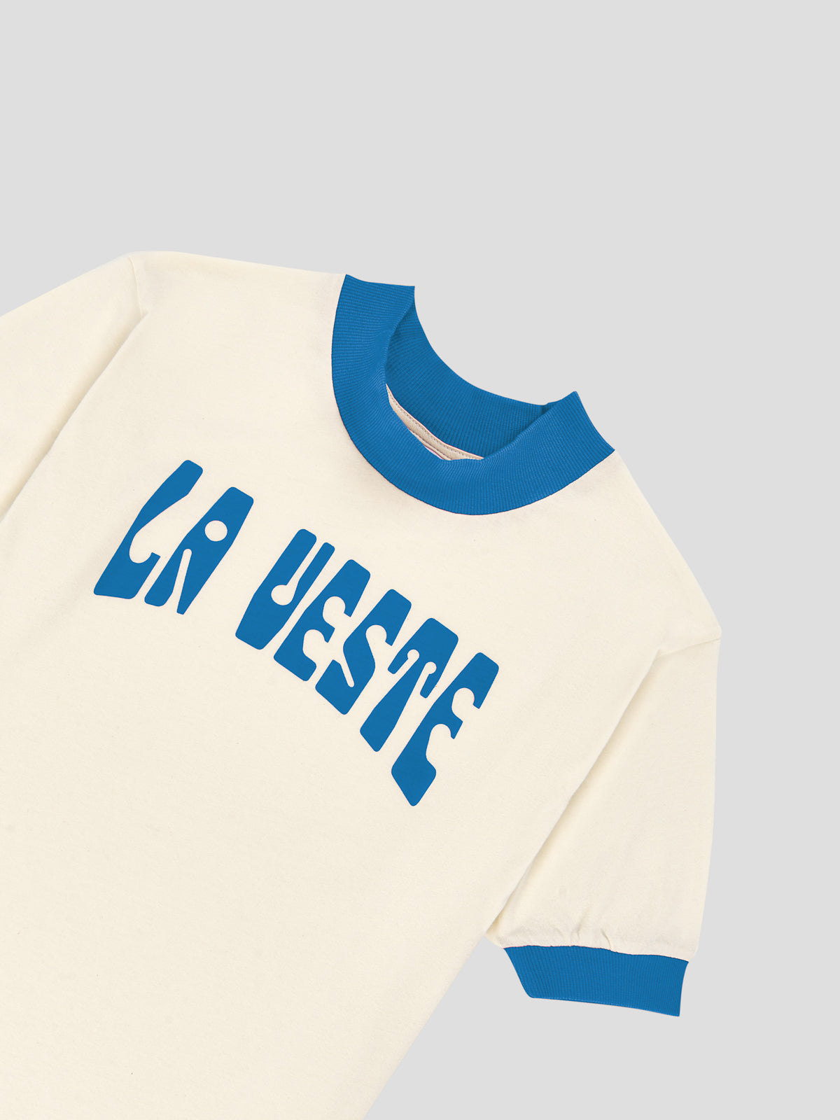 T-shirt in white cotton with LA VESTE logo in blue