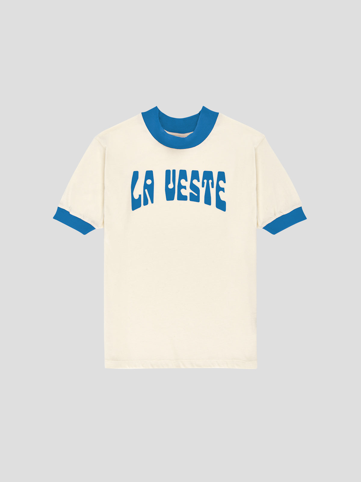 T-shirt in white cotton with LA VESTE logo in blue