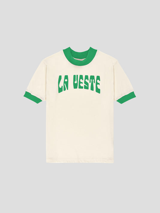 T-shirt in white cotton with LA VESTE logo in green