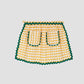 Apron made in yellow and white vichy check cotton with green trim