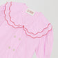 Pink and white striped shirt with short sleeves made in cotton