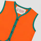 Orange cotton waistcoat with green bias binding