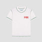 Color: White/Green.  White cotton T-shirt with LA VESTE logo in red.  Regular fit. Normal length. Round neck. Short sleeves. Collar and sleeve cuffs in green contrast. Anagram on the chest in red.