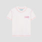 Color: White/Coral.  White cotton T-shirt with LA VESTE logo in fuchsia.  Regular fit. Normal length. Round neck. Short sleeves. Collar and sleeve cuffs in coral contrast. Anagram on the chest in fuchsia.