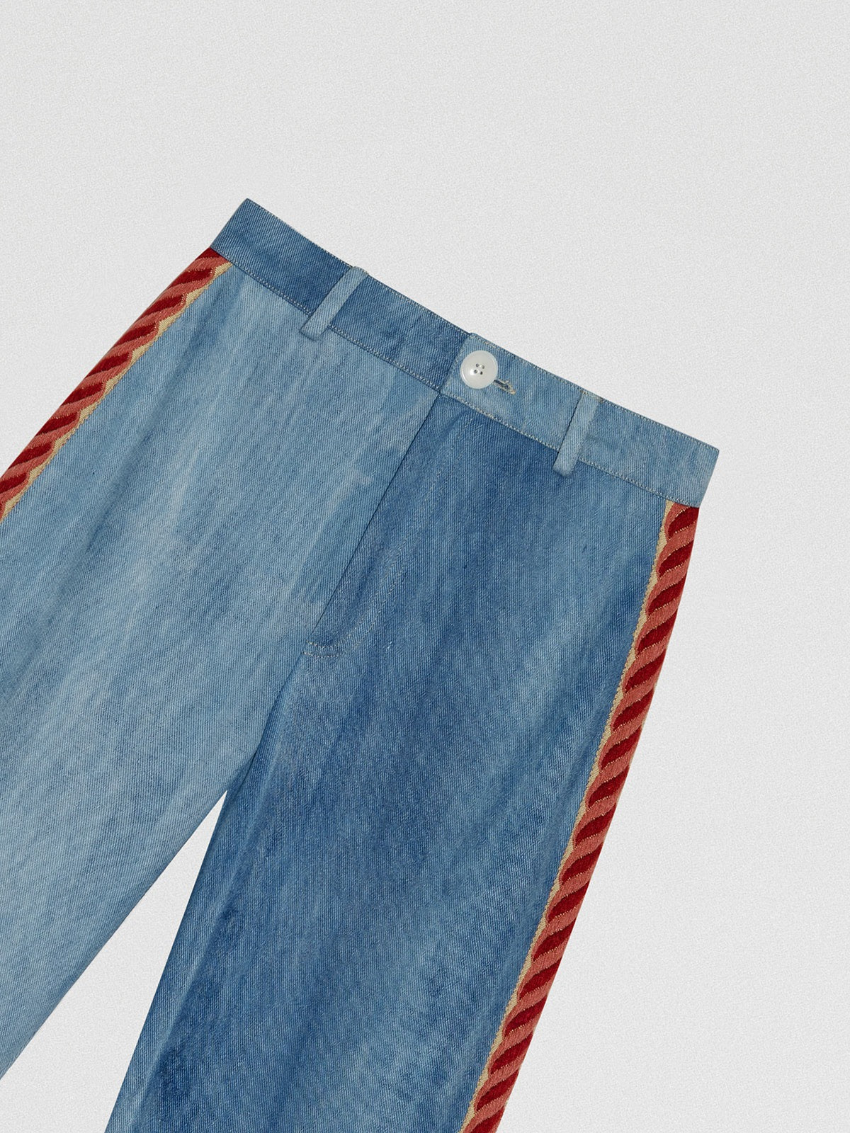 Blue jeans with red on sale stripe